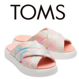 Size 10: TOMS Alpargata Mallow Crossover Candy Pink Tie Dye Jersey Sandals
